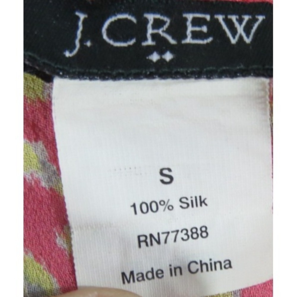 J.Crew 100% Silk Blouse Women Small Pink Floral Peplum Pintuck Ruffle Sleeve Top - Picture 2 of 8